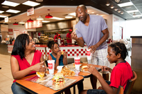 Family eating at restaurant