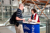 Custom service counter at RDU airport