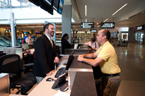 Customer service counter at airport