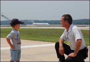 Deputy Chief William Ragsdale spends time with a potential future fire engineer.