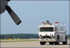 CFR-3, one of RDU’s response vehicles, on the airfield.