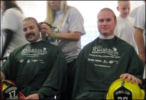 Lt. Russell Stanley and Fire Engineer Justin Graney were among some of the Fire Rescue staff who had their heads shaved to raise money for the St. Baldrick’s Foundation, which provides assistance for children with cancer.